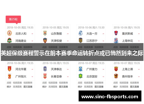 英超保级赛程警示在前本赛季命运转折点或已悄然到来之际