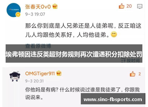 埃弗顿因违反英超财务规则再次遭遇积分扣除处罚